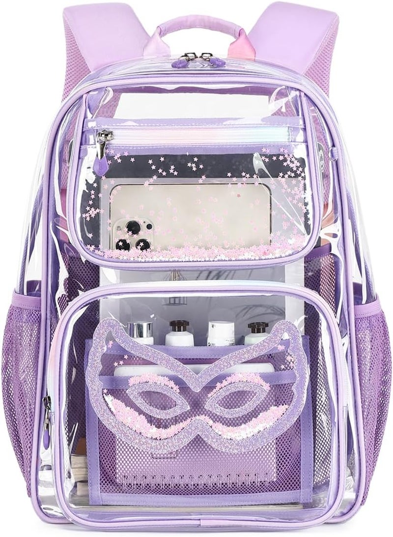 Cusangel Heavy Duty Clear Backpack Clear BookBag,16.5inch TPU Large Capacity See Through Backpack for Sport Events,Travel - Image 1